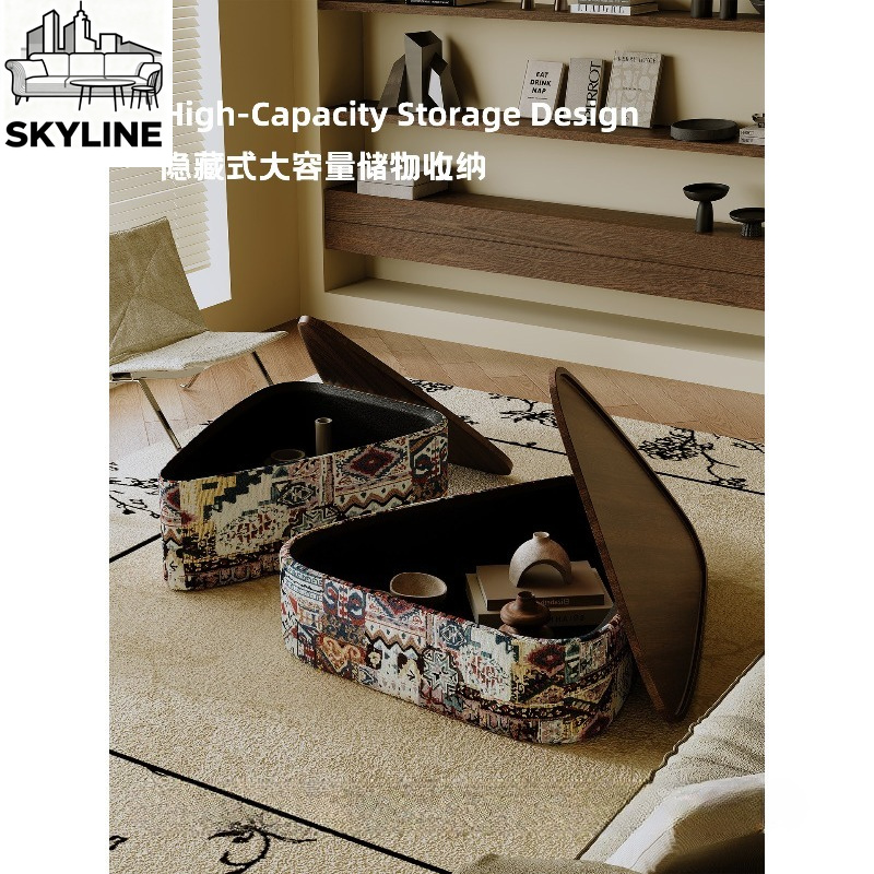 Geometric Shelf Triangle - โต๊ะกาแฟทรงสามเหลี่ยมพร้อมชั้นวางของในตัว ชุดเฟอร์นิเจอร์ขนาดกะทัดรัด