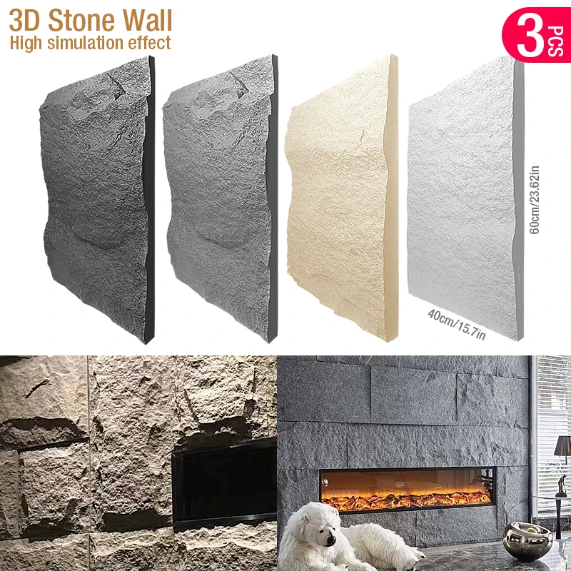 Wall Panel 3D Texture - 60x40 ซม.กล่องหิน 3D ผนังแผง rhombus ตัดตกแต่งห้องนั่งเล่นวอลล์เปเปอร์ภาพจิตรกรรมฝาผนังหินอิฐ